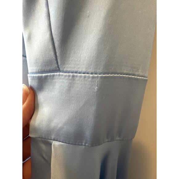 Mac Duggal Powder Blue Satin High Slit Gown Size 8 Evening Dress - Picture 13 of 15